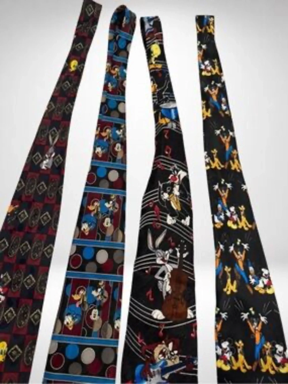 Disney Looney Tunes Vintage 90s Necktie Ties Lot Bundle Mickey Taz Bugs Goofy